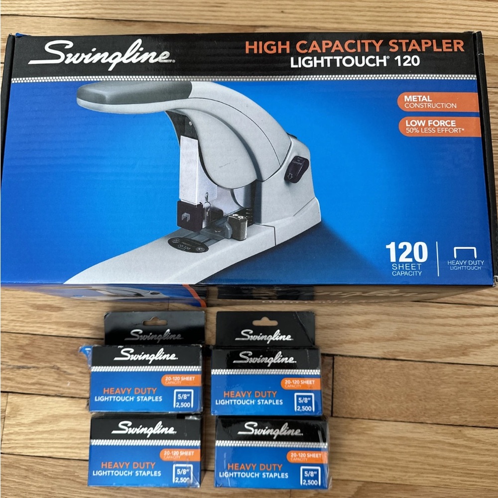 Swingline Heavy-Duty Stapler LightTouch 120 Sheet Metal  4 Boxes Staples.